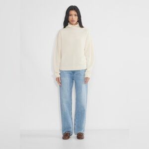 Aritzia Cashmere Mockneck Women's Cream Turtleneck Cozy Casual Sweater Sz XS